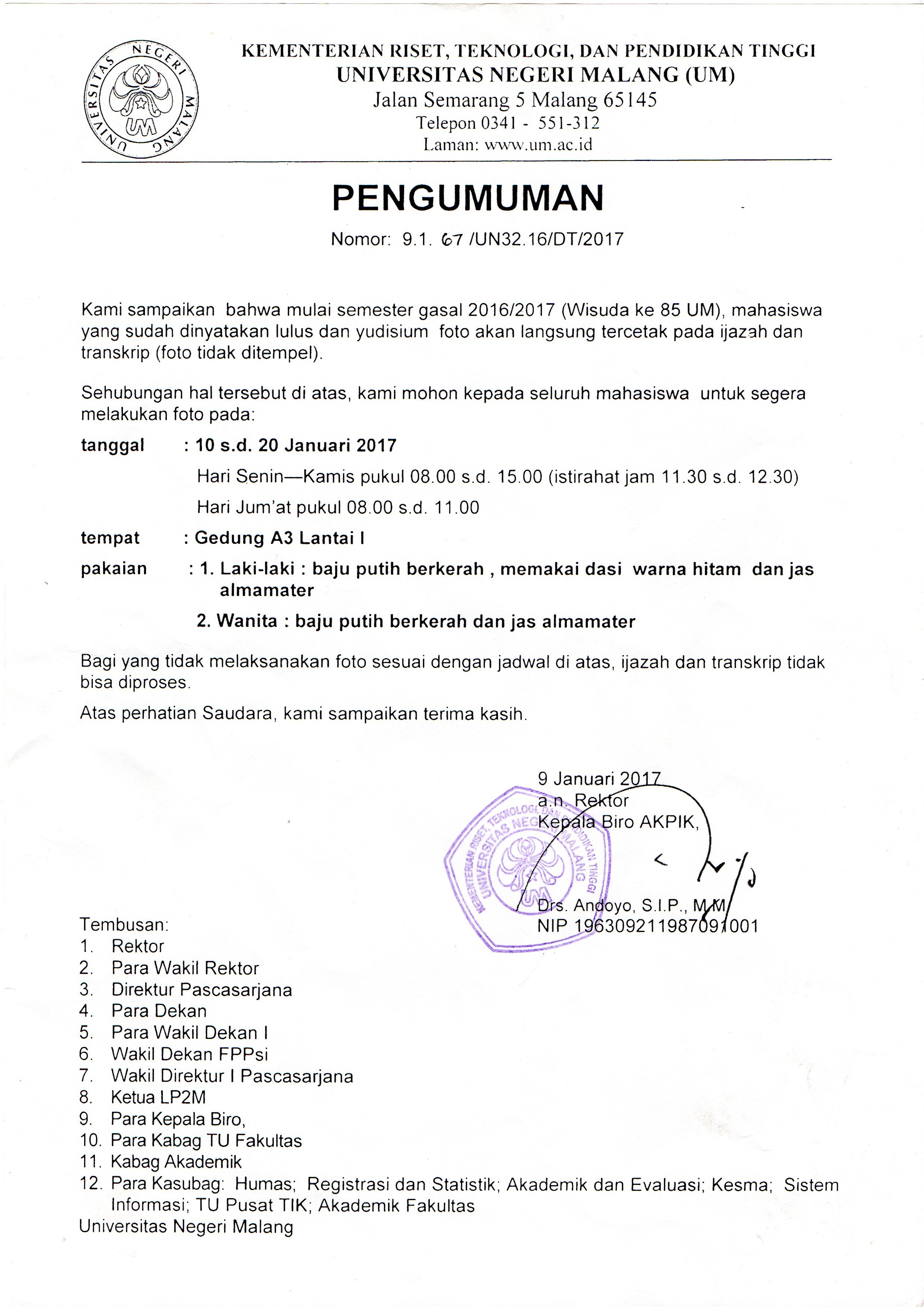 pengumuman foto ijazah